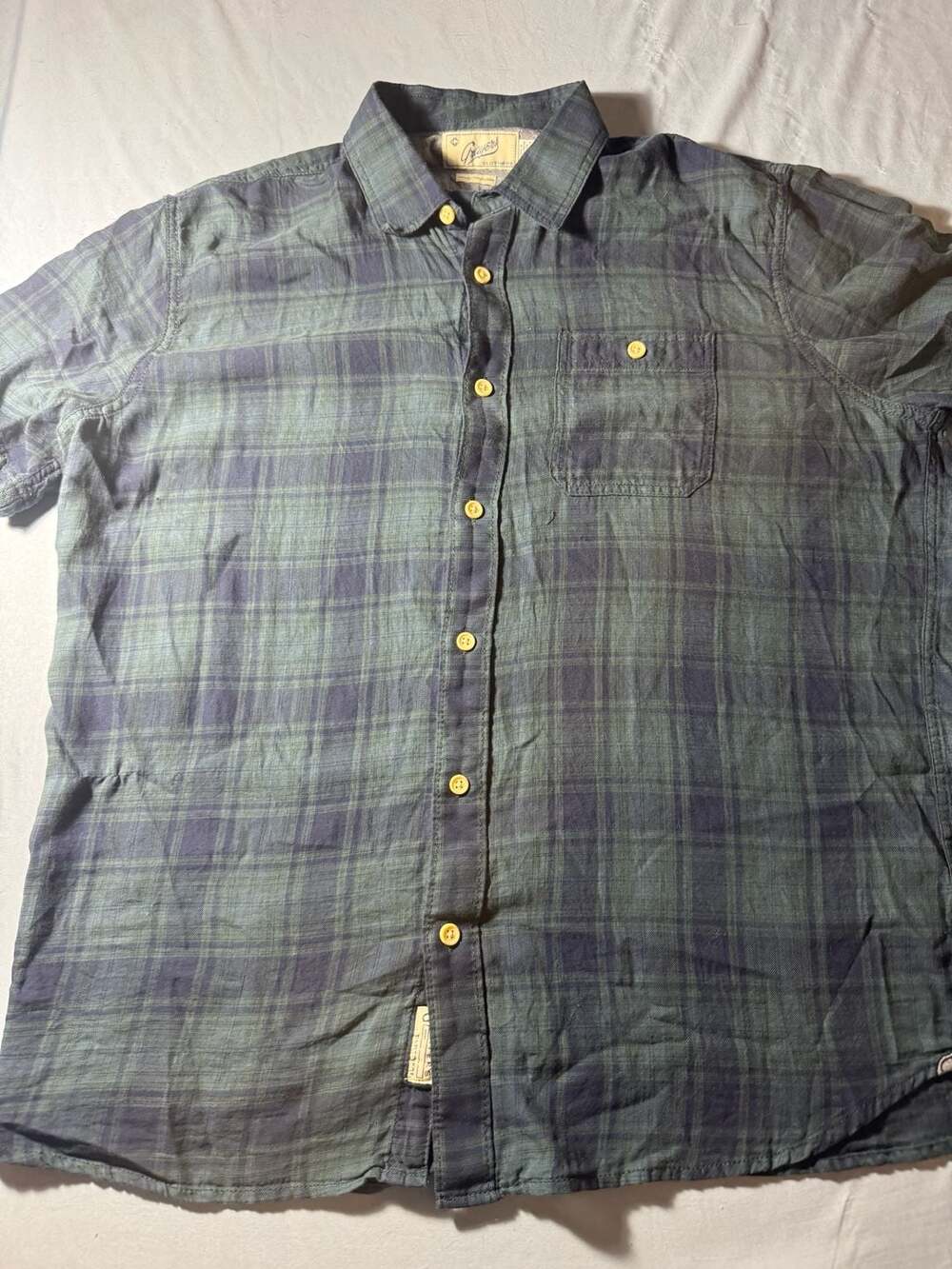 Grayers Plaid Short Sleeve Button Up Shirt XL Green